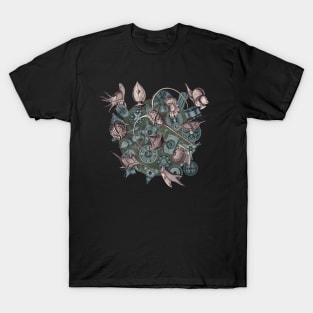 Ernst Haeckel Lavender Grey Peridinea on Cerulean  Diatoms T-Shirt